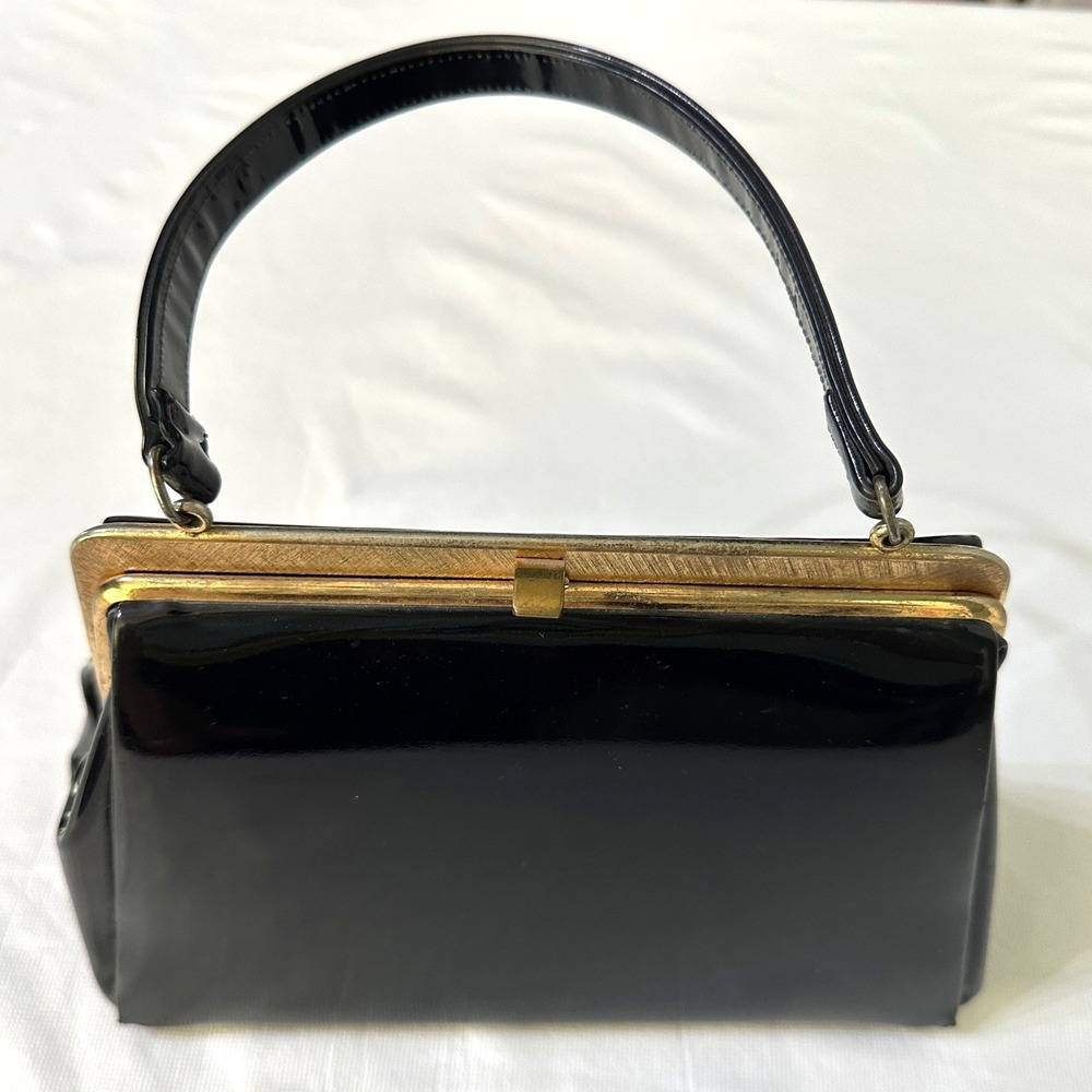 Vintage Theodor California Patent Leather Handbag Top Handle Purse 60s 70s USA - Picture 3 of 11